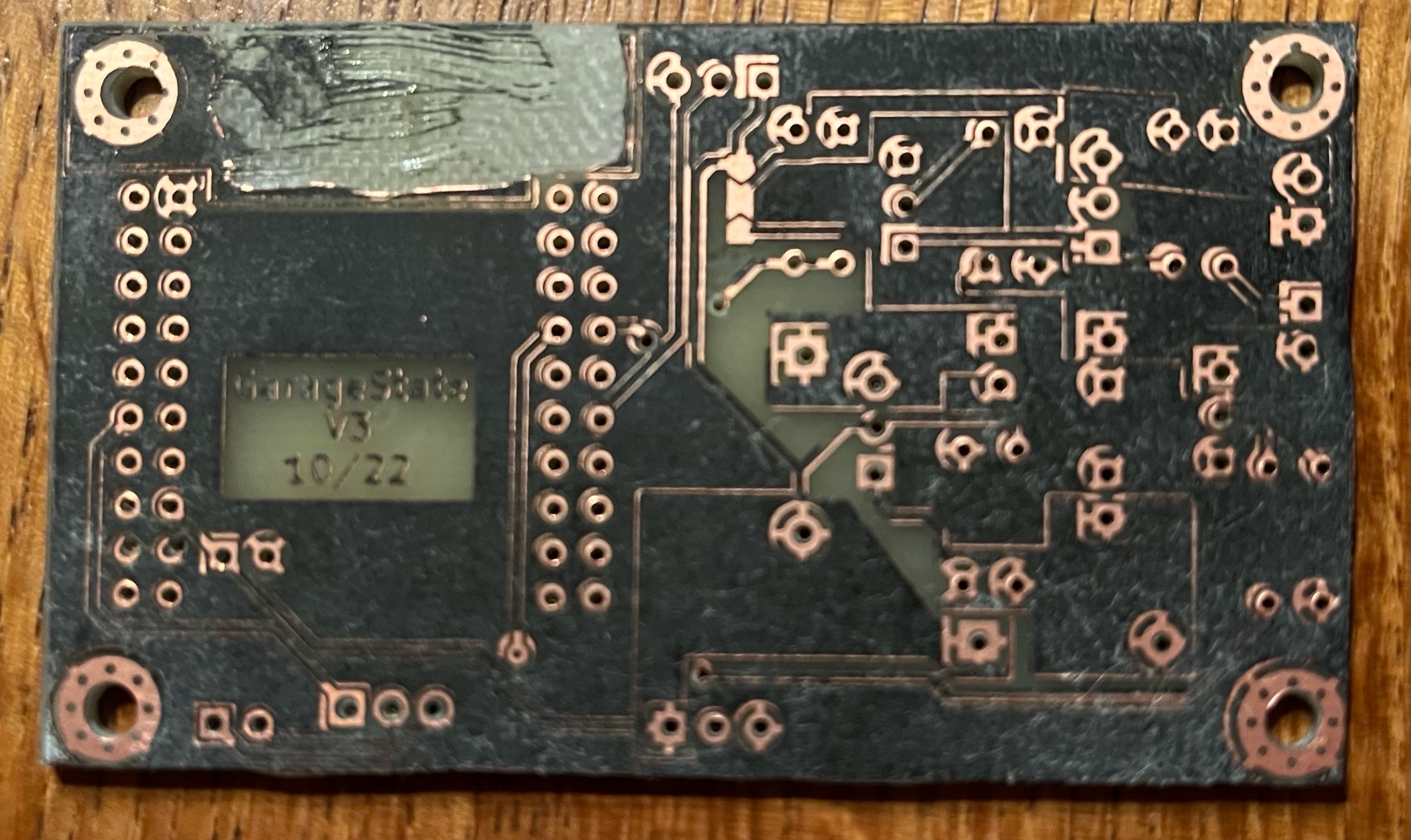 The final product: Single layer PCB with solder mask